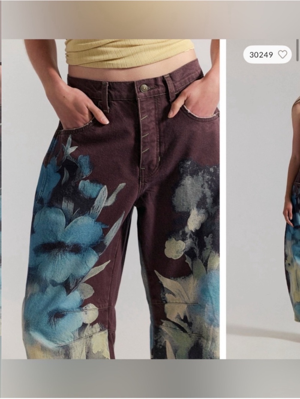 NWT Free People We The Free Good Luck Printed Barrel Jeans - Washed Floral - 29 - Picture 6 of 15